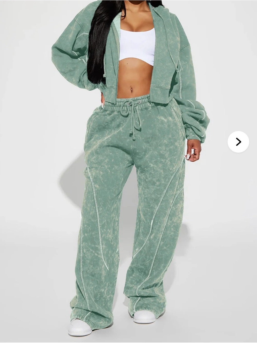 Fashion Nova Washed Sage Green Wide-Leg Sweatpants - Women
